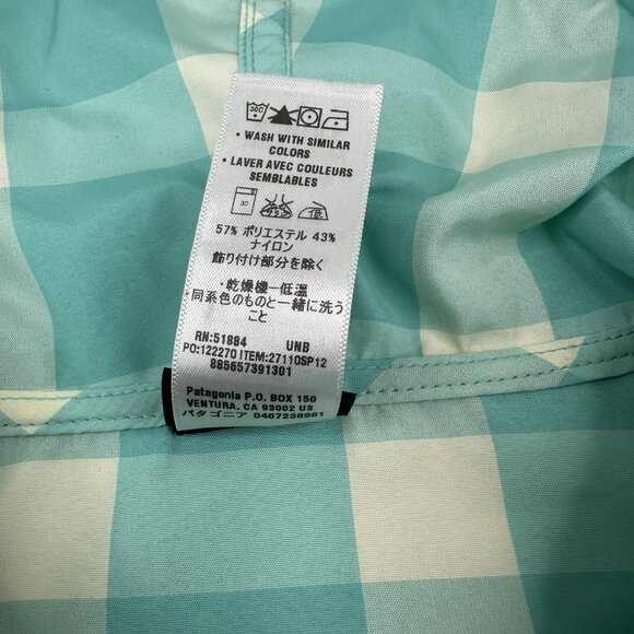 Patagonia Women's Nile Blue Plaid Sun‎ Windbreaker UPF 40 Jacket L/C43 - Picture 11 of 16